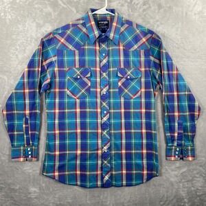 Wrangler Shirt men's 16.5/35 XL Cowboy Cut Pearl Snap X-Long Tails Long Sleeve